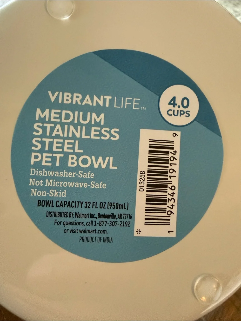 (NEW PAIR) Vibrant Life 4-Cup Stainless Steel Doggie Faces Pet Bowl Off White